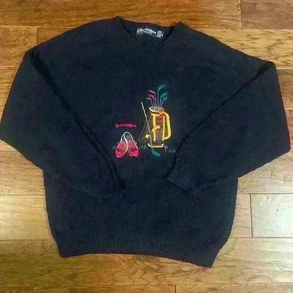 Vintage Scottish Isle Golf Sweater. XL, Dimensions are pictured.